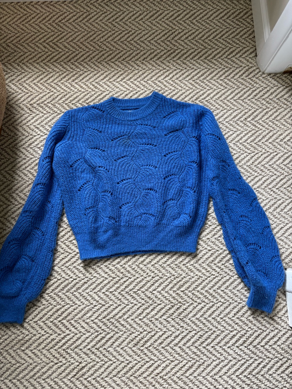 ROLLA'S Cobalt Blue Scallop Knit Crewneck Sweater